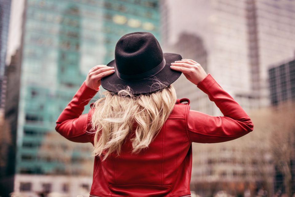 young woman downtown