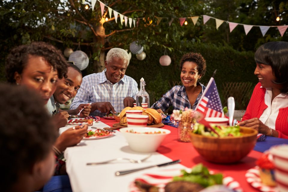 Happy multi generation family at Fourth of July barbecue