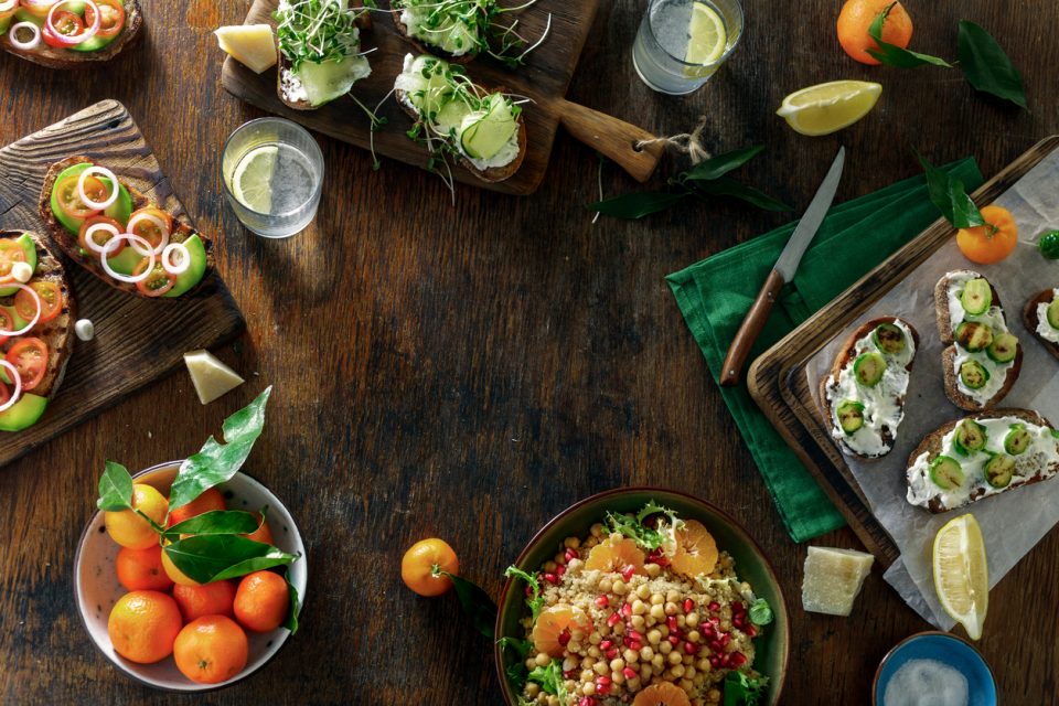 Frame of different warm weather recipes
